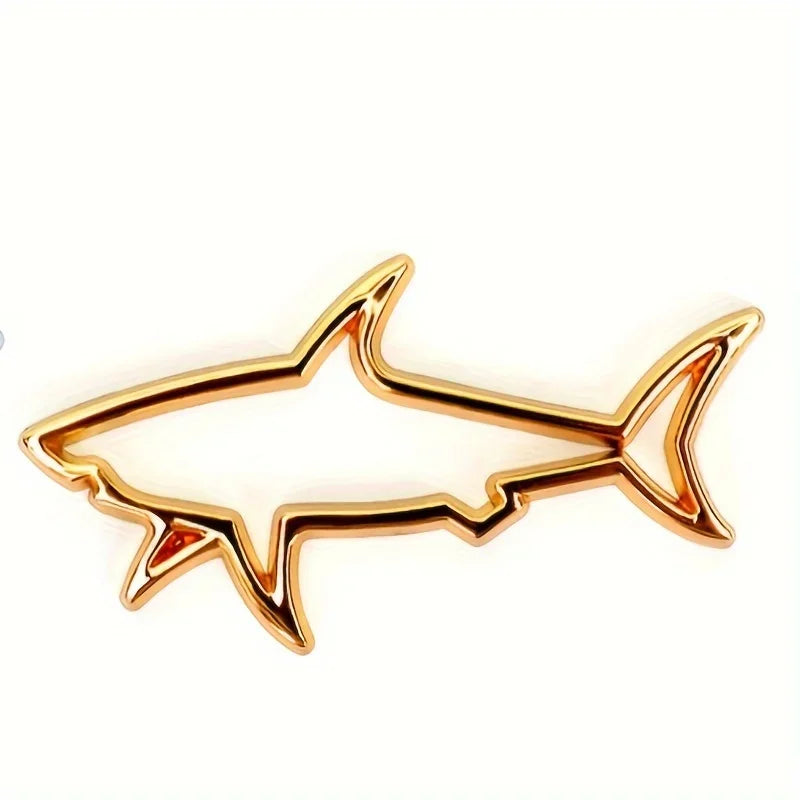 3D Metal Car Shape Sticker Hollow Shark Badge Decal for Car Trunk Motorcycle Decoration Accessories