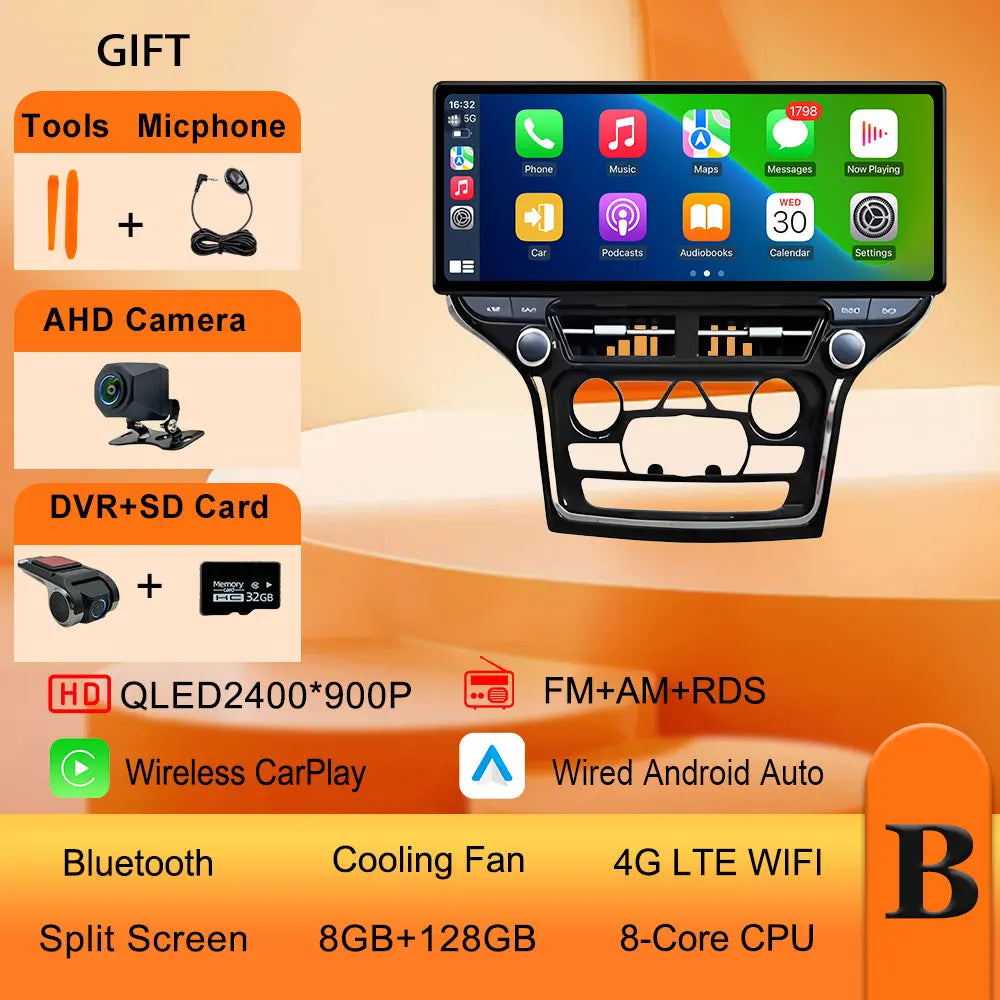 12.3 '' for Jeep Grand Cherokee 2014 - 2017 Ultra-thin Screen CarPlay Car Radio Video Multimedia Player Split Screen GPS Navi BT