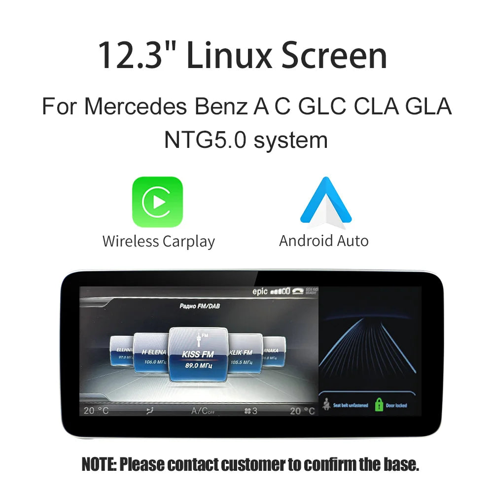 NTG5.0 12.3 inch Color Wireless CarPlay Android Auto 12.3" Screen for Mercedes