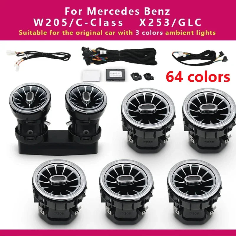 64color 7P Emitting Color LED Ambient Turbine Air Vents for Mercedes-Benz C GLC