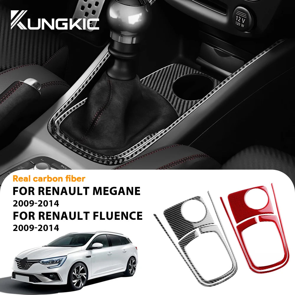 Real Soft Carbon Fiber Sticker For Renault Fluence Megane 2009 2010 2011 2012 2013 2014 2015 LHD RHD Gear Shift Interior Panel
