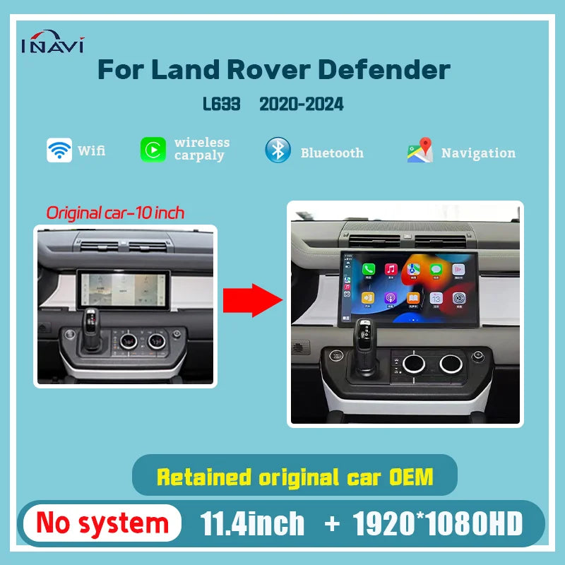 11.4 inch  For Land Rover Defender 90/110/130 L663 screen 2020-2024 retains all the functions of the original car