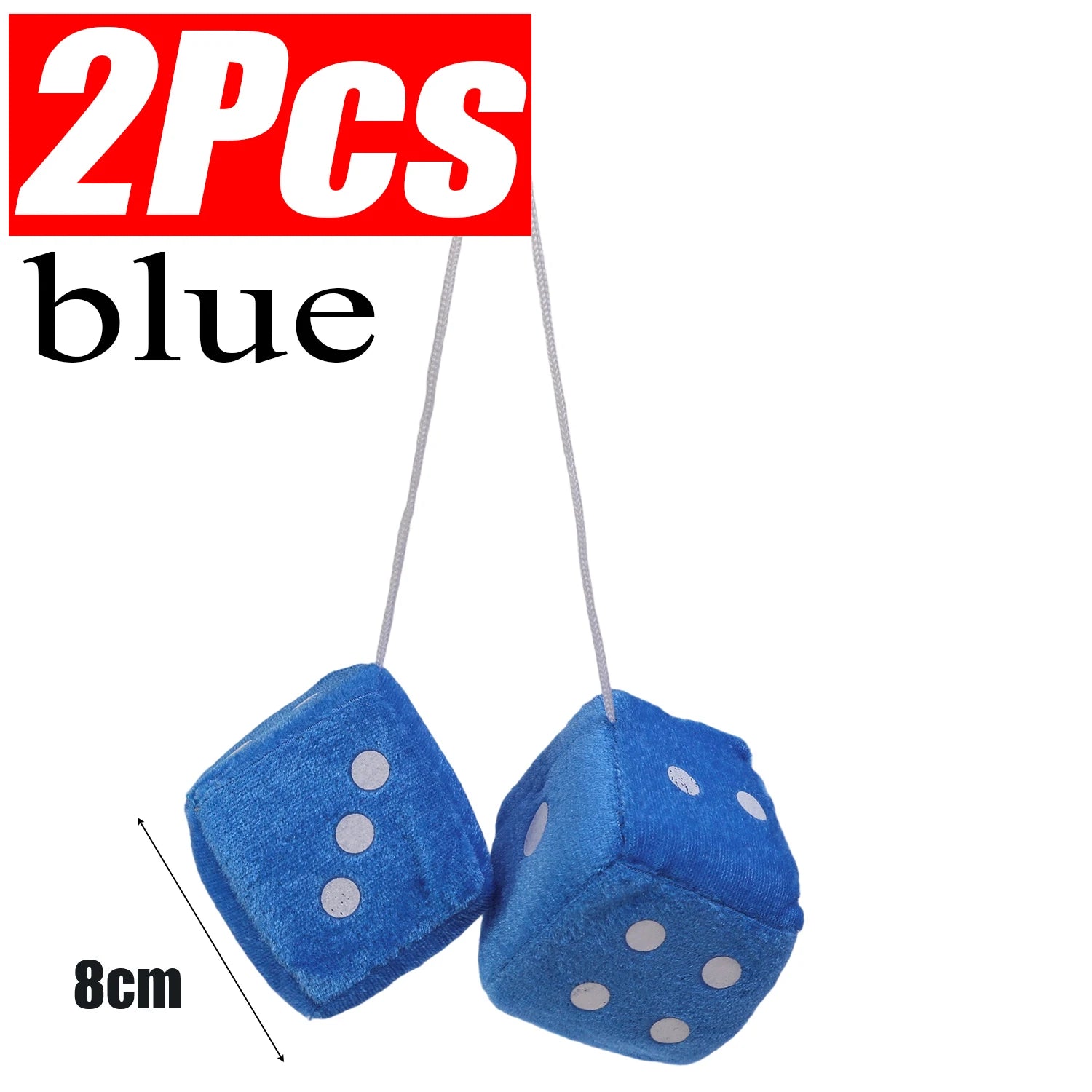 2/4pcs Soft Velvet Dice Hairy Dice Hanging Black and Blue Color Car Rearview Mirror Interior Decoration Accessories Cute Fashion