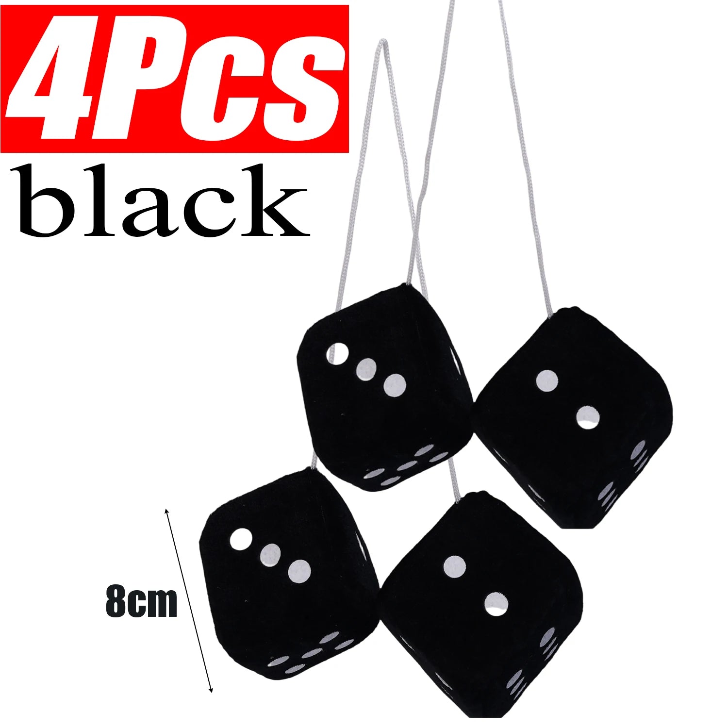 2/4pcs Soft Velvet Dice Hairy Dice Hanging Black and Blue Color Car Rearview Mirror Interior Decoration Accessories Cute Fashion
