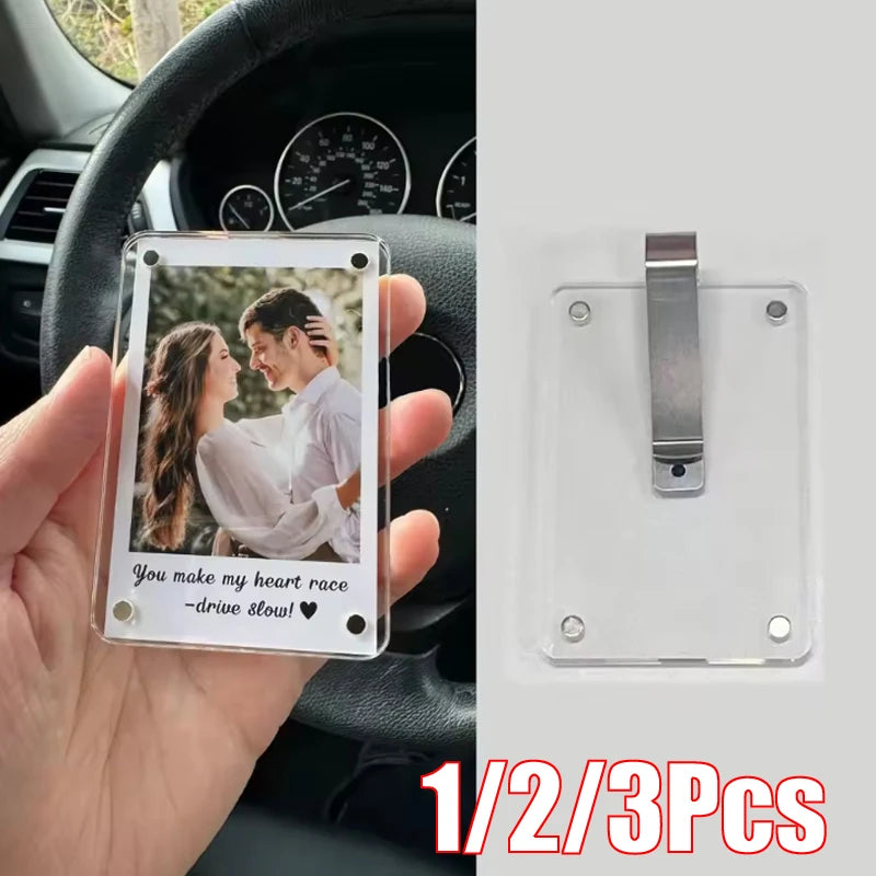 1/2/3Pcs Picture Photo Frame Car Visor Photo Clip Auto Interior Decor For Car Driving Keepsake Sun Visor Organizer Couples Gift