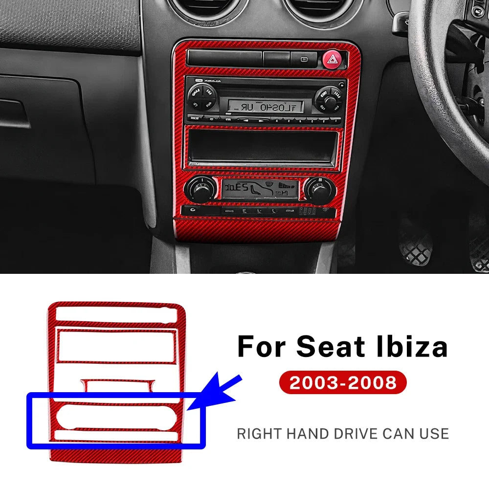 Real Soft Carbon Fiber For Seat Ibiza 6l 2003 2004 2005 2006 2007 2008 LHD RHD Car Central Control AC Panel Sticker Accessories