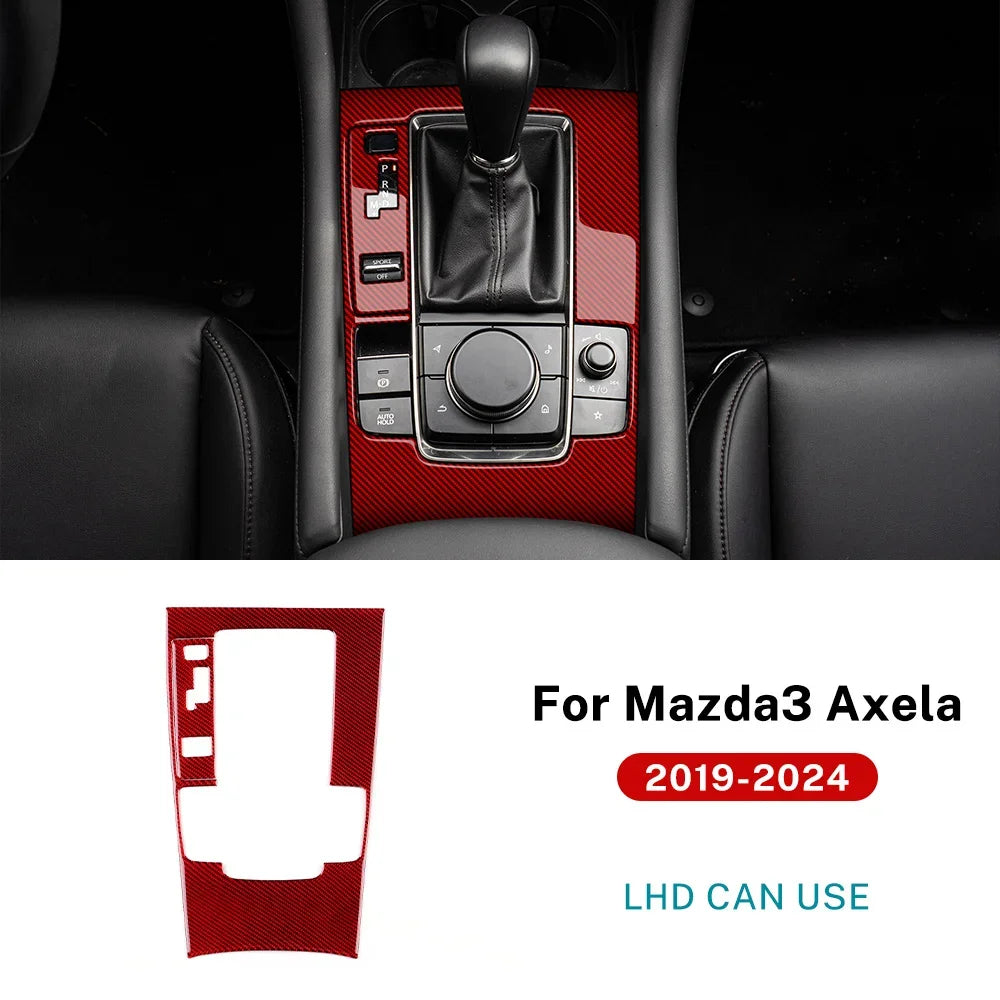 Real Soft Carbon Fiber For Mazda 3 BP 2019 2020 2021 2022 2023 2024 2025 Mazda3 Axela LHD RHD Automatic Gear Shift Panel Sticker