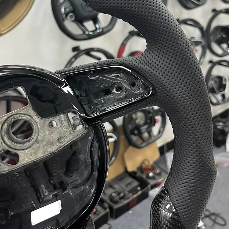 Custom Flat-Bottom Steering Wheel For Audi – Perforated Grip