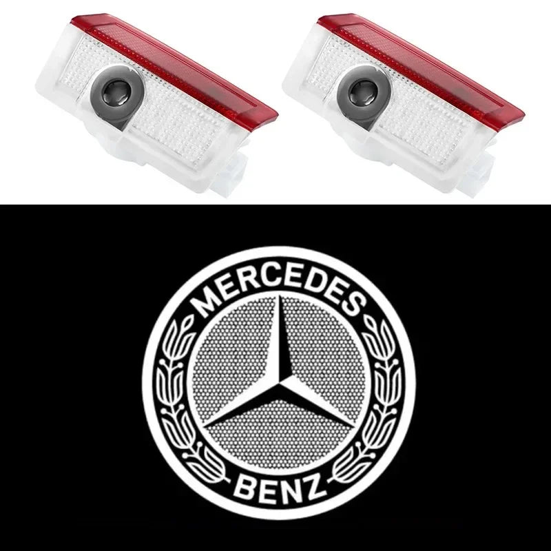 For Mercedes Benz A C E GLC GLA GLE GLB Class W177 W205 W212 W213 X253 X156 W166 X247 2pcs Car door welcome light logo Emblem