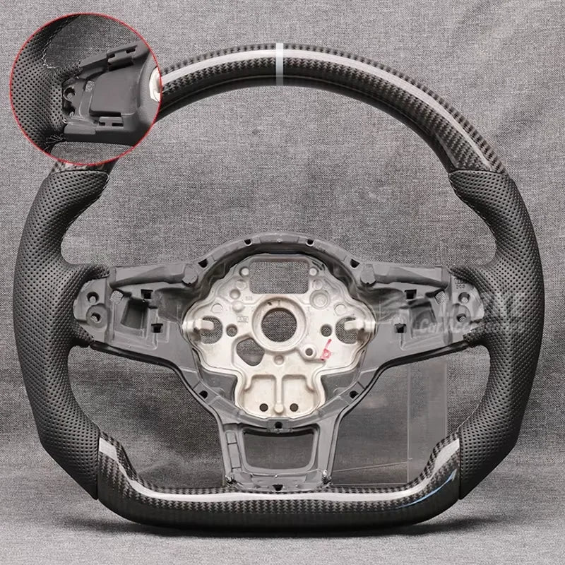 3 -with hole Color Carbon Fiber Steering Wheel For VW Golf 7 / Polo / Tiguan