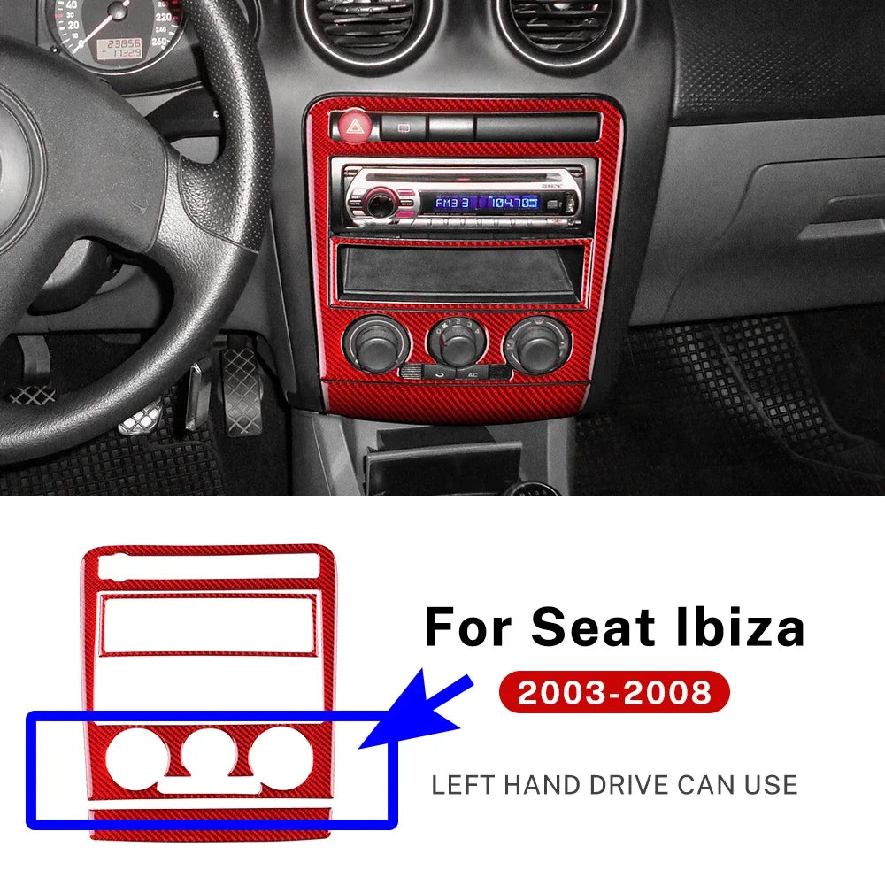 Real Soft Carbon Fiber For Seat Ibiza 6l 2003 2004 2005 2006 2007 2008 LHD RHD Car Central Control AC Panel Sticker Accessories