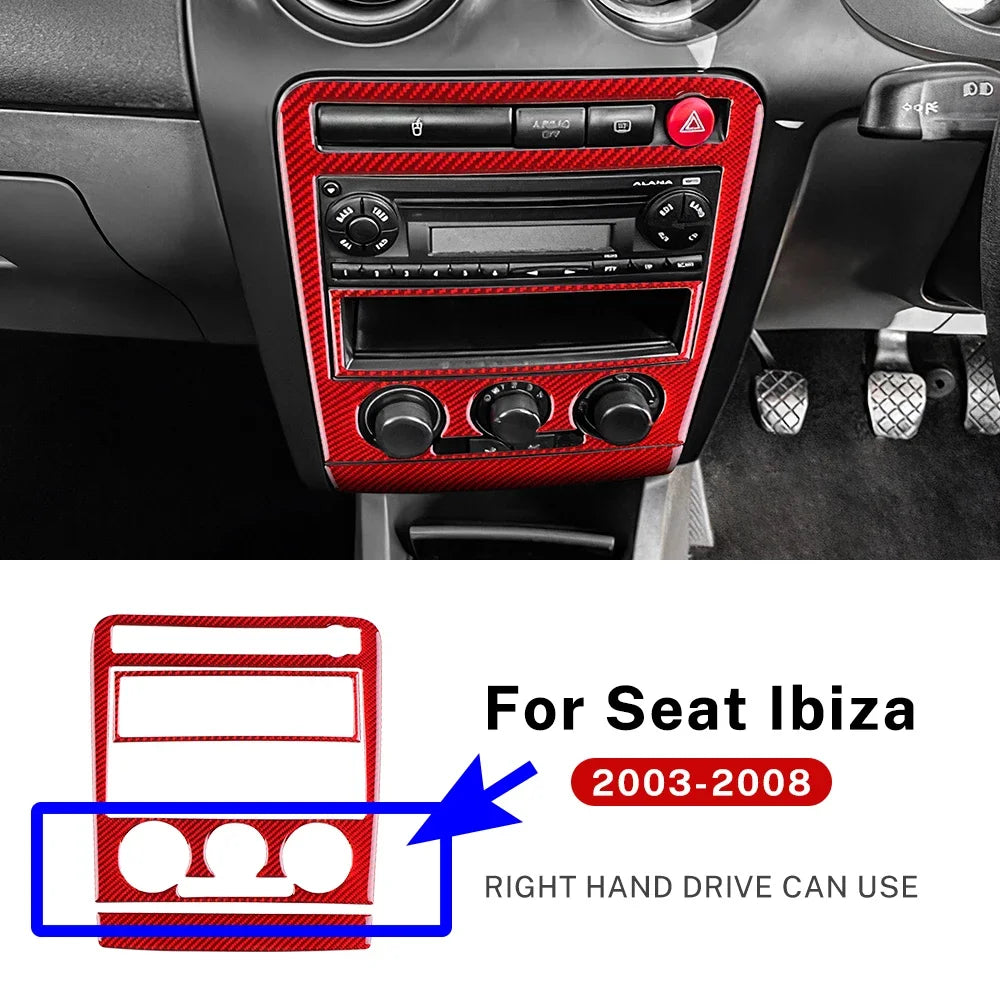 Real Soft Carbon Fiber For Seat Ibiza 6l 2003 2004 2005 2006 2007 2008 LHD RHD Car Central Control AC Panel Sticker Accessories