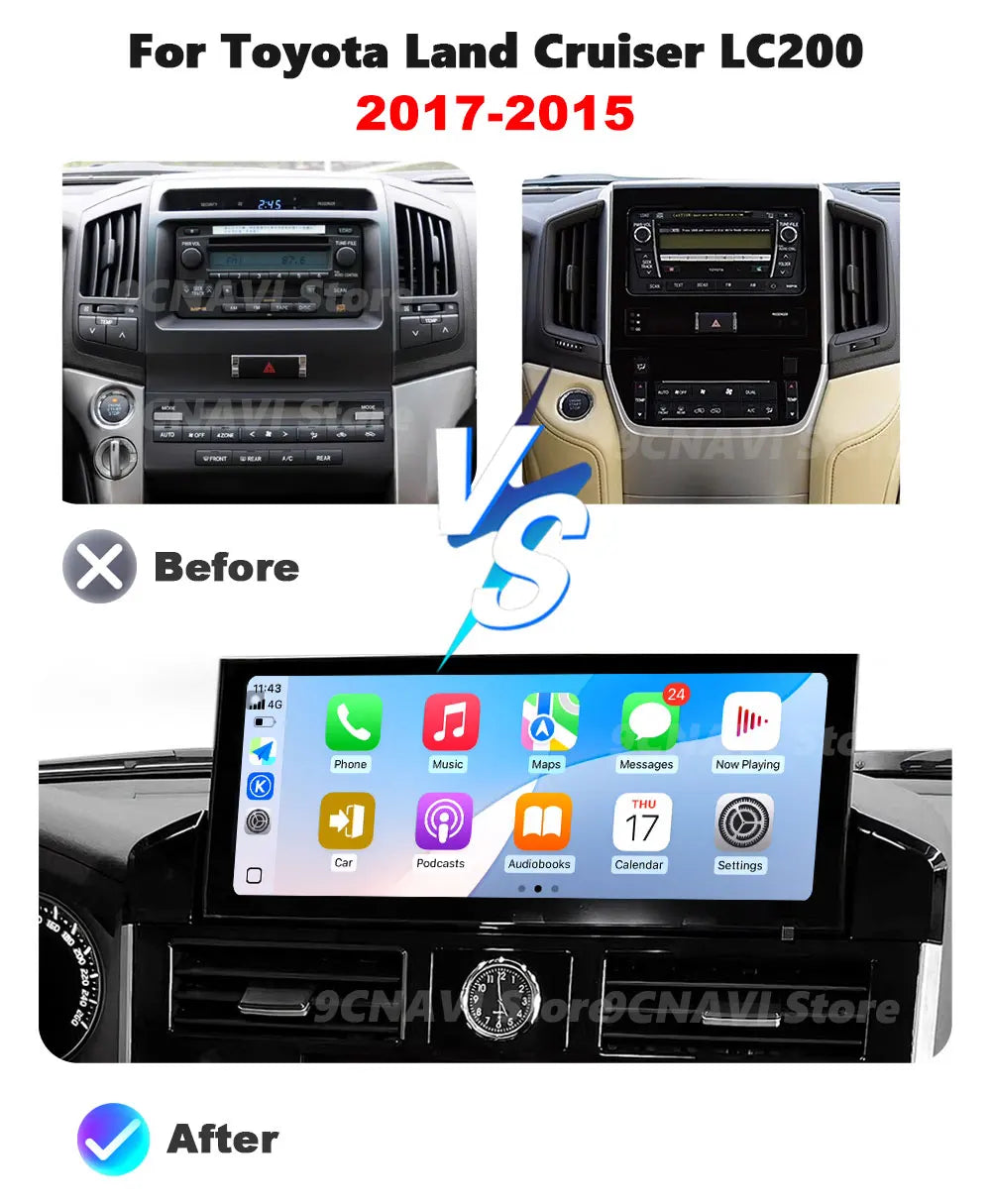 12.3" Android 16 Auto For Toyota Land Cruiser LC200 2007-2022 Car Radio Multimedia Video Player CarPlay GPS Navigation tools BT