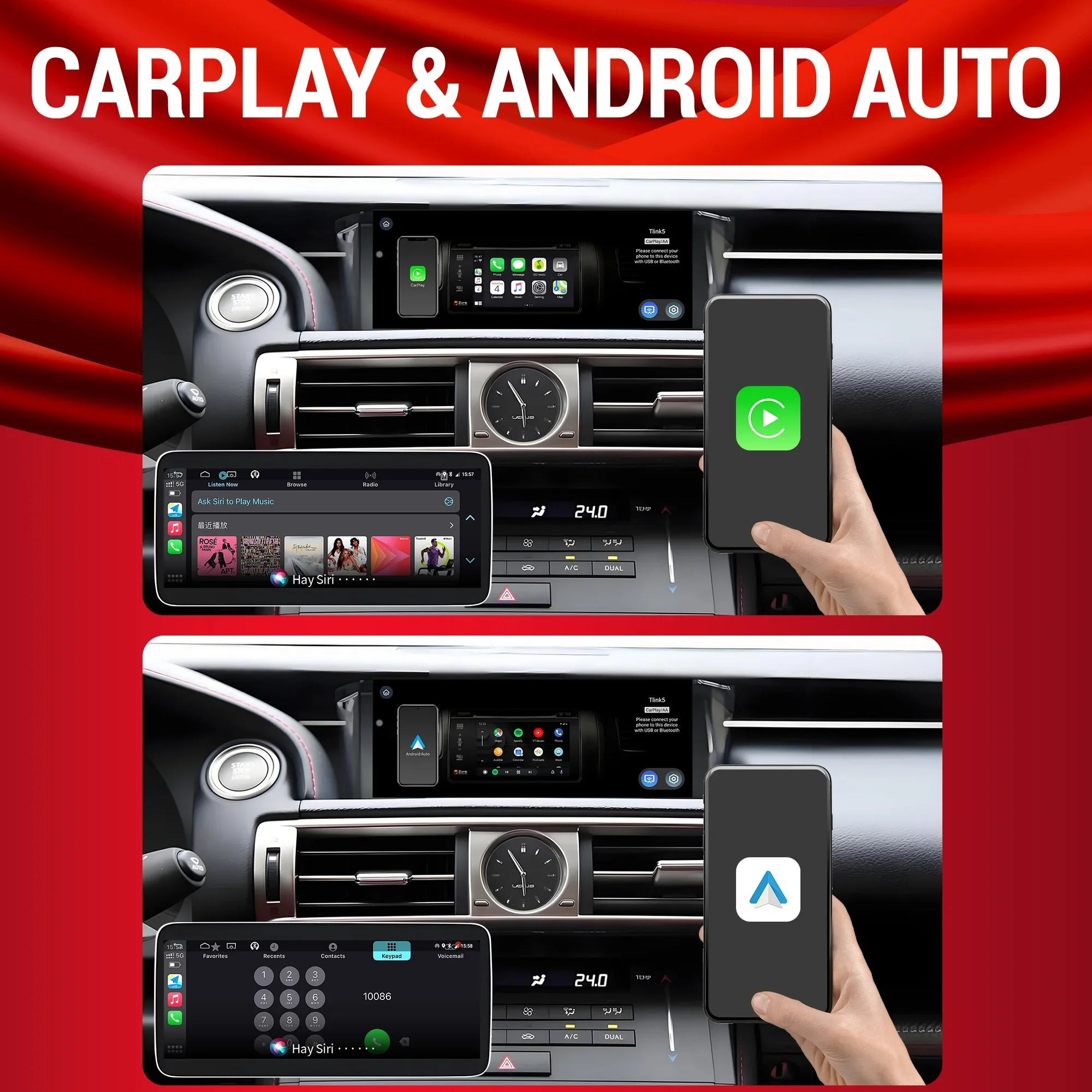 10.25"Android 14 For Lexus IS RC 200 250 300 350 200t 300h 2013-2019 Car Radio Multimedia CarPlay Snapdragon 668S Touch Screen
