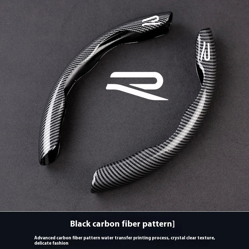 black. R Color Name Carbon Fiber Textured Car Steering Wheel Cover Nonslip