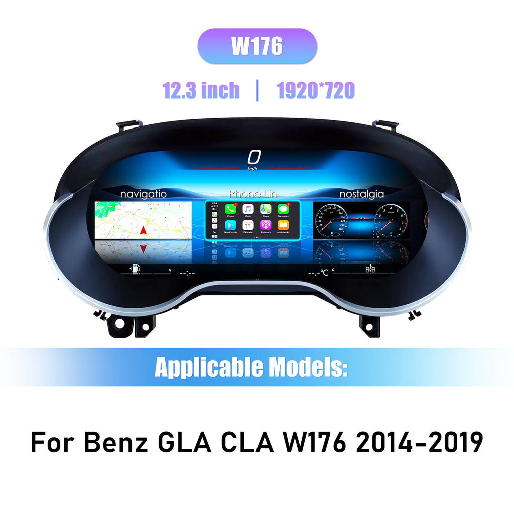 black Color 12.3" Digital Instrument Cluster For Mercedes-Benz A GLA CLA