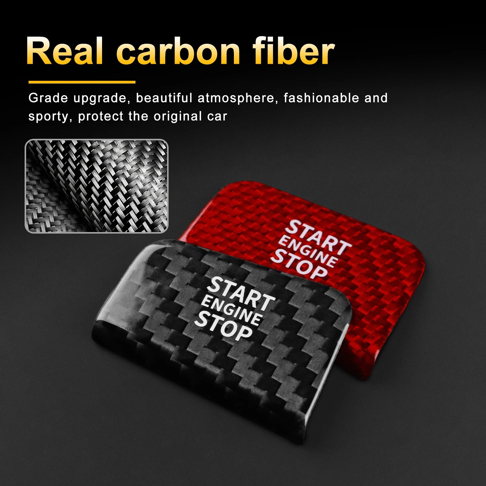 LHD Car Engine Start Stop Button Ignition Switch Cover for BMW 5 7 Series G60 G70 2024 2025 Real Hard Carbon Fiber Sticker 1pcs