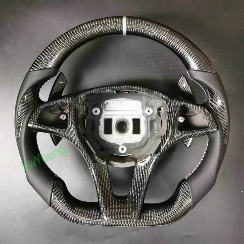 H) Leather Sides Color Custom Carbon Fiber Steering Wheel For Mercedes-Benz