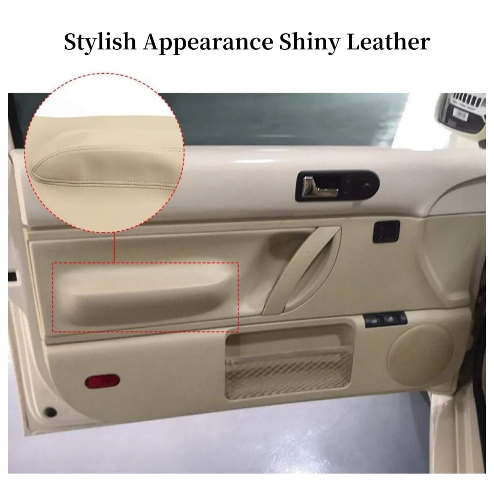 1 Pair of Beetle Car Door Handles with Microfiber Leather Cover for Interior and Front Door Decoration Leather Car Accessories