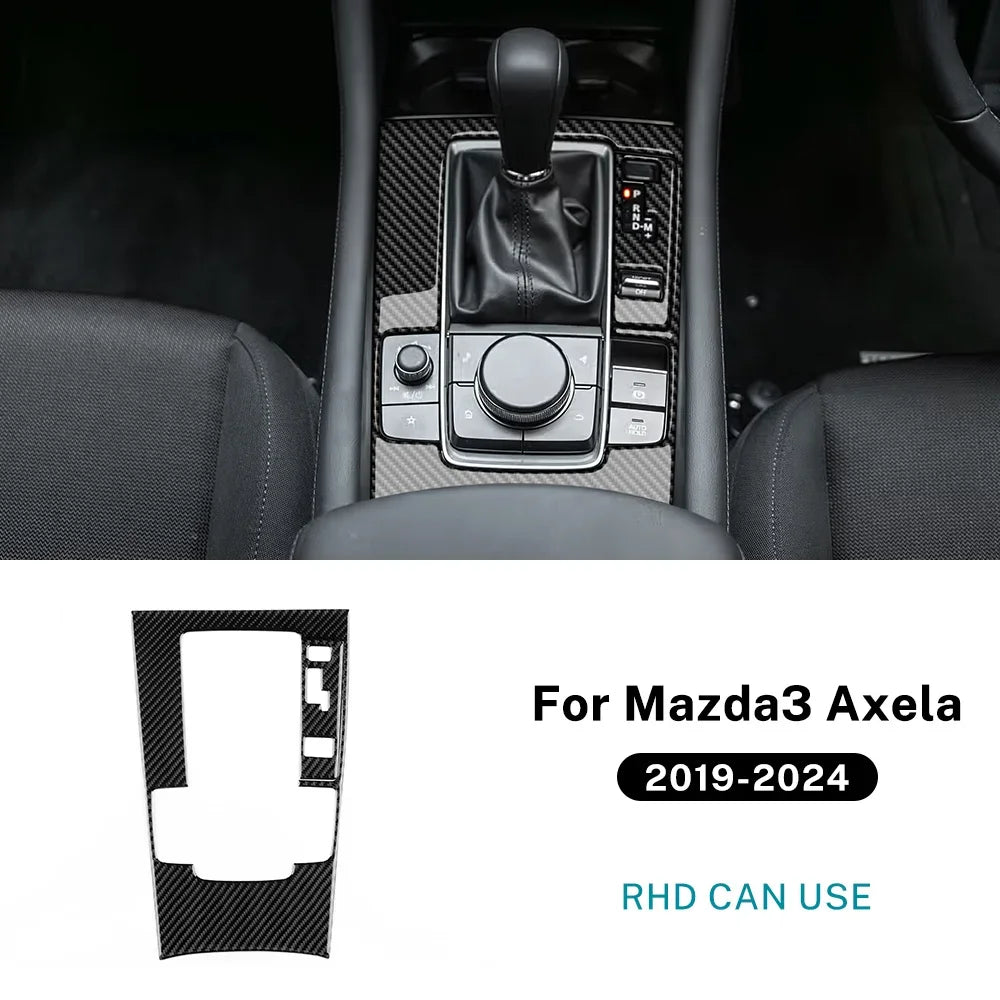 Real Soft Carbon Fiber For Mazda 3 BP 2019 2020 2021 2022 2023 2024 2025 Mazda3 Axela LHD RHD Automatic Gear Shift Panel Sticker