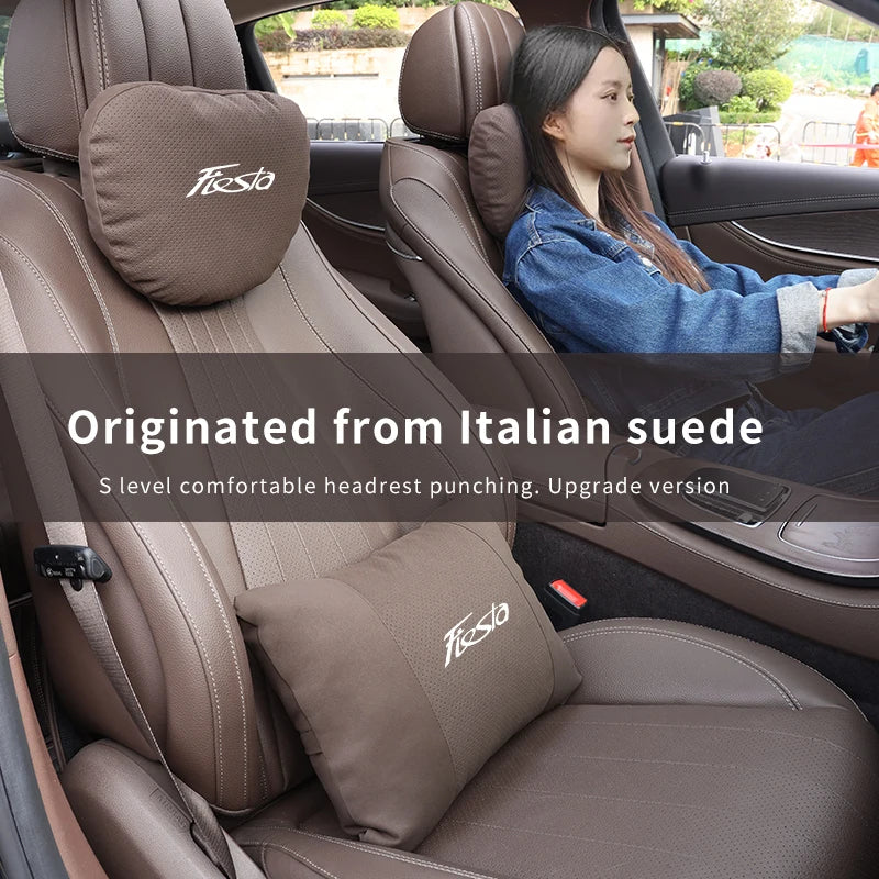 Car Interior 5-Color Selectable Headrest For Ford Fiesta Auto Headrest Neck Support Lumbar Cushion Soft Neck Pillow Accessories