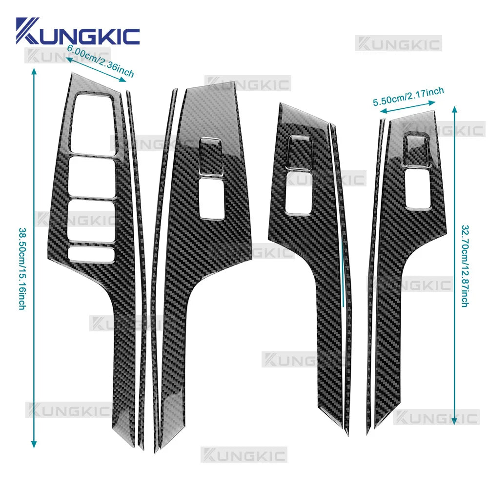 Real Soft Carbon Fiber Sticker For Kia EV6 GT EV 2022 2023 2024 2025 LHD RHD Car Window Lift Button Decor Frame Interior Trim
