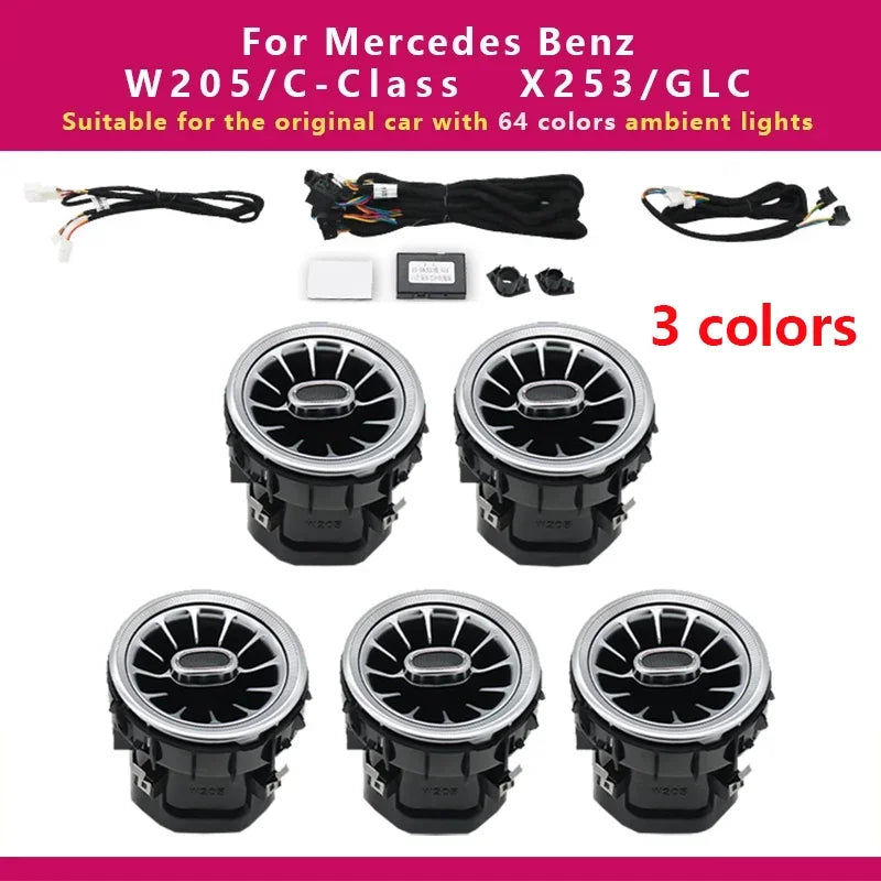3color 5p Original Emitting Color LED Ambient Turbine Air Vents for Mercedes-Benz C GLC