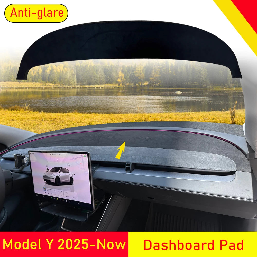 Anti-Glare Dashboard Cover for Tesla Model Y Juniper 2026 2025 Center Console Sunshade Protect Pad Non-slip Dash Mat Accessories