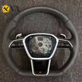 S LOGO Color Flat-Bottom Sport Steering Wheel for Audi A6 S6 RS6 C8