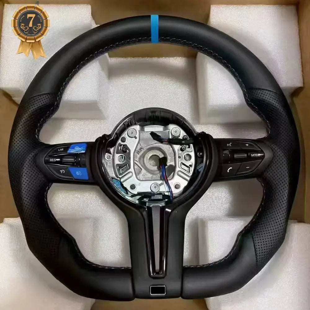 M3 Blue Strip 02 Color Flat Bottom Sport Steering Wheel For BMW 3 4 5 Series