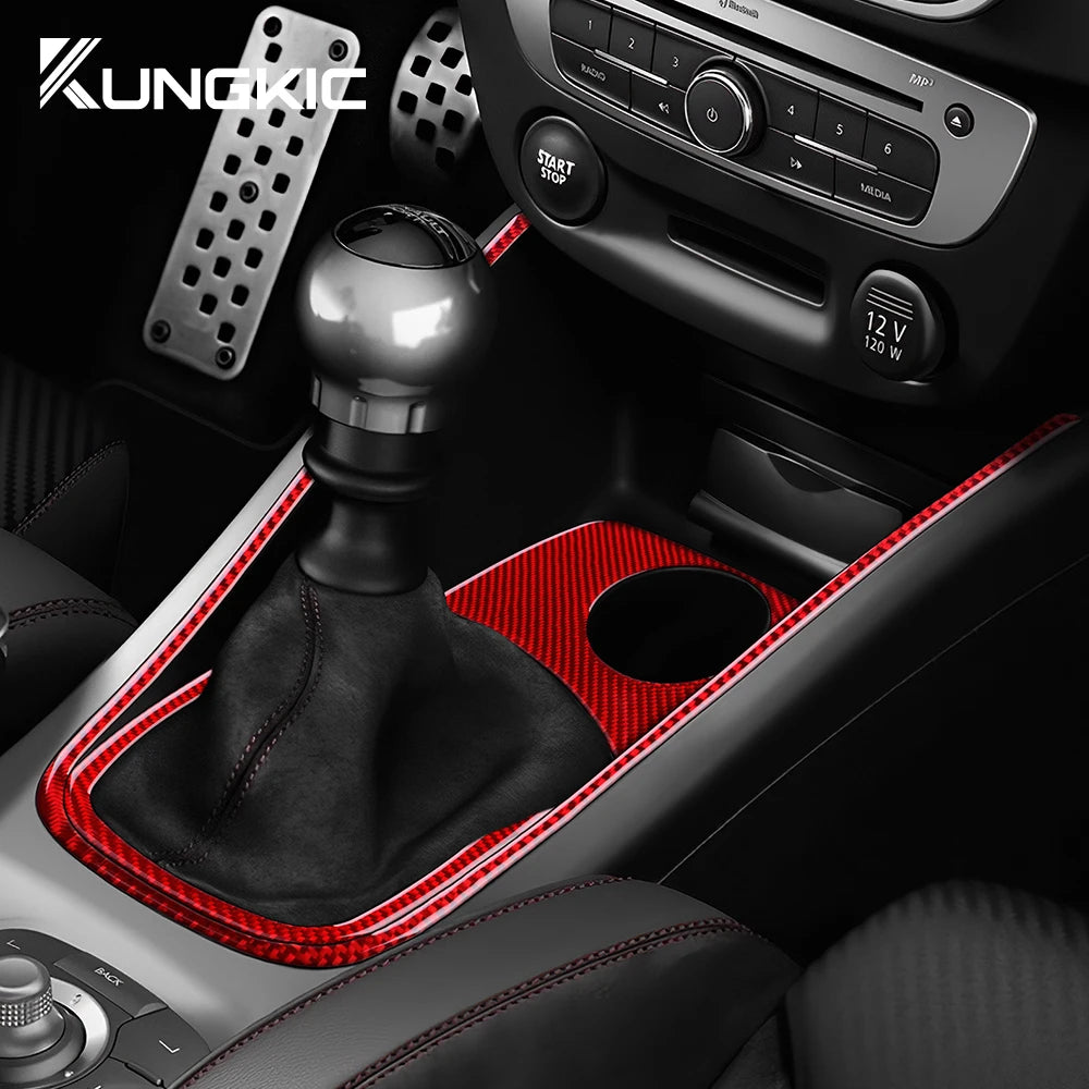 Real Soft Carbon Fiber Sticker For Renault Fluence Megane 2009 2010 2011 2012 2013 2014 2015 LHD RHD Gear Shift Interior Panel
