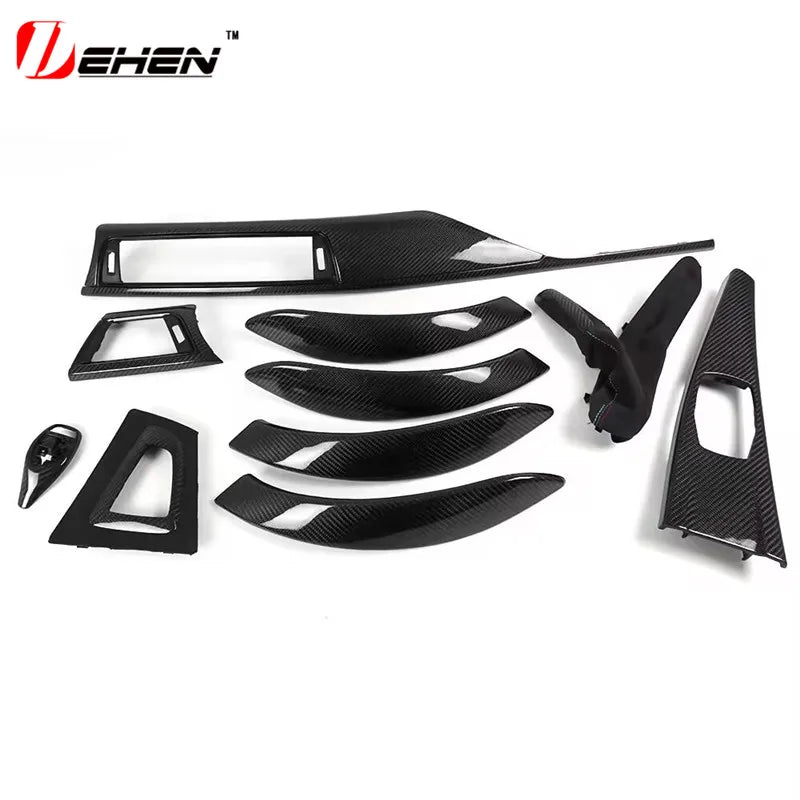 10pc Real Dry Wet Carbon for BMW 3 4 Series F30 F32 F34 F35 F36 3GT Real Carbon Fiber Interior Parts Dashboard Decorative Cover