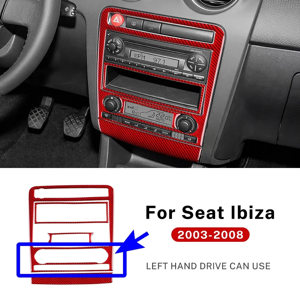 Real Soft Carbon Fiber For Seat Ibiza 6l 2003 2004 2005 2006 2007 2008 LHD RHD Car Central Control AC Panel Sticker Accessories