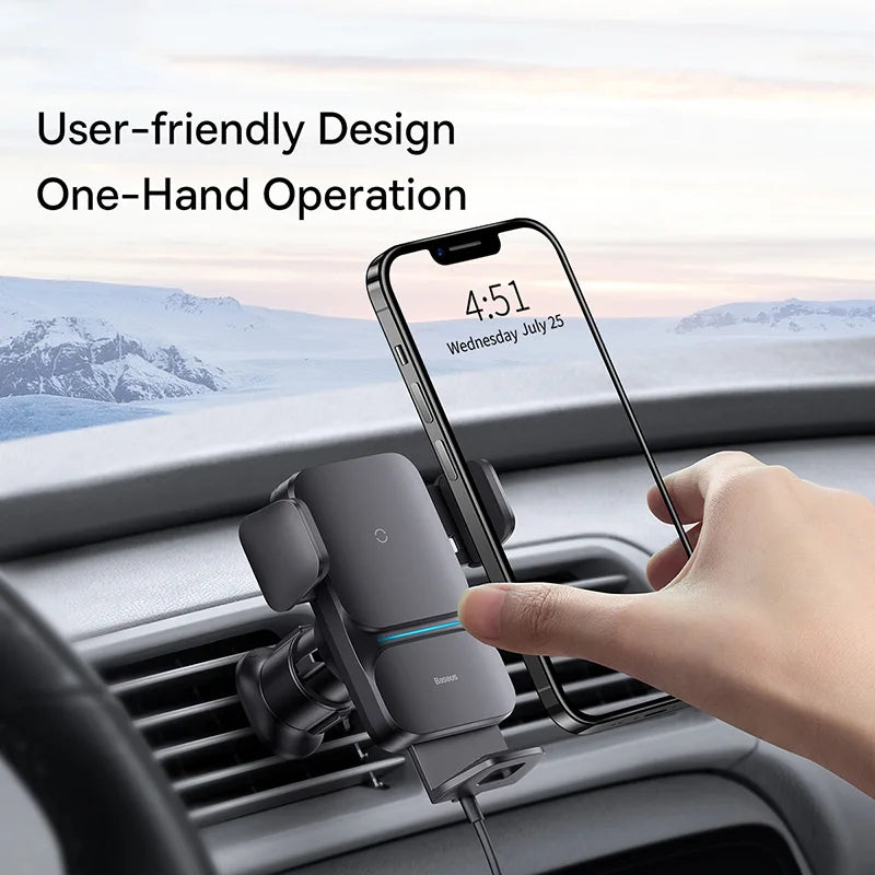 15W Wireless Car Phone Holder Charger With Auto Clamp