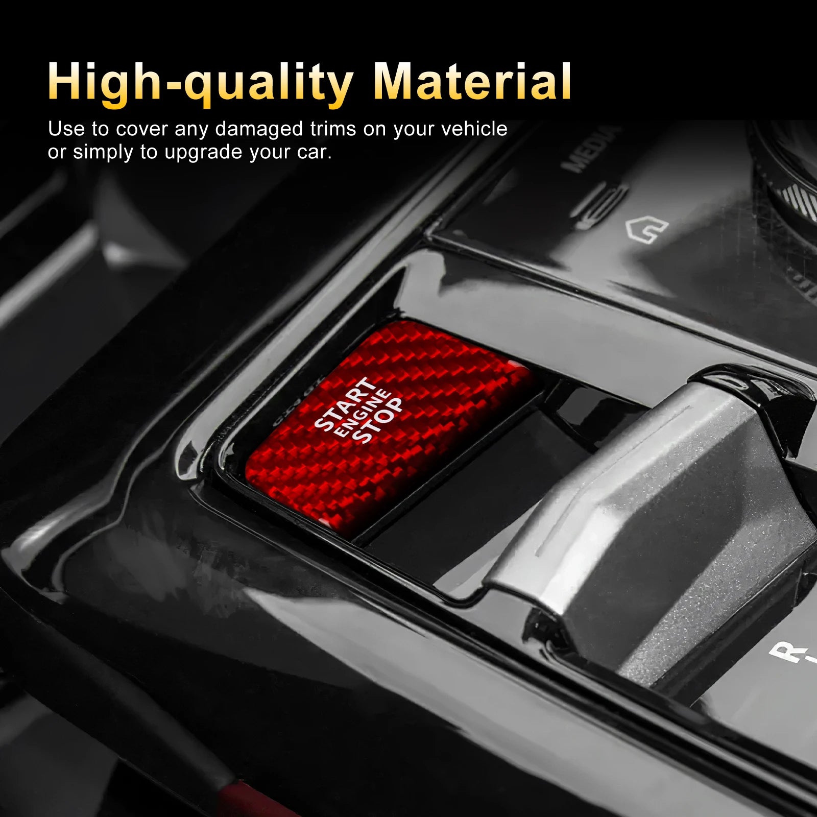 LHD Car Engine Start Stop Button Ignition Switch Cover for BMW 5 7 Series G60 G70 2024 2025 Real Hard Carbon Fiber Sticker 1pcs