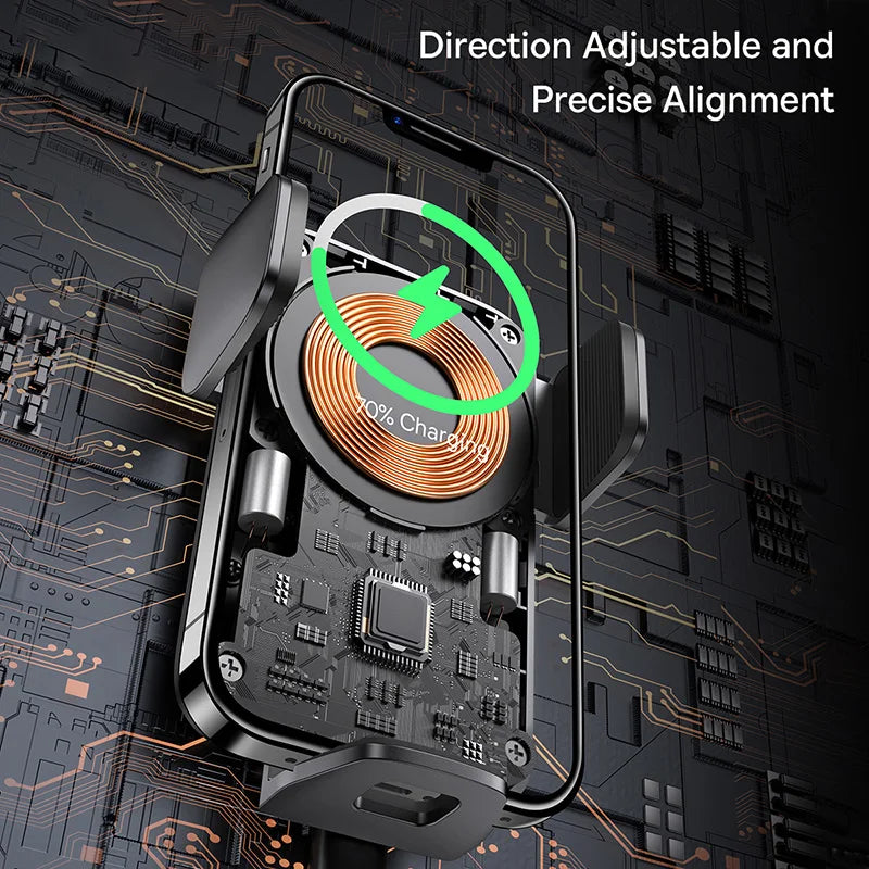 15W Wireless Car Phone Holder Charger With Auto Clamp