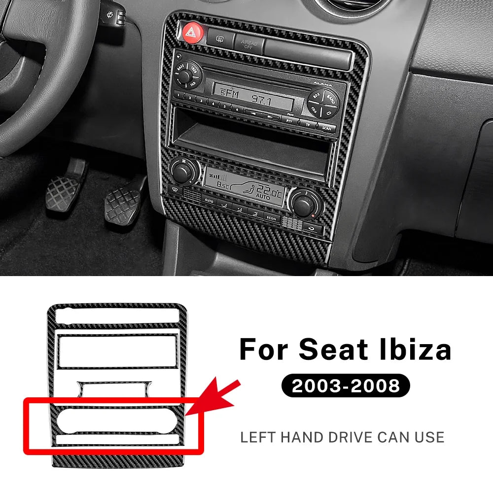 Real Soft Carbon Fiber For Seat Ibiza 6l 2003 2004 2005 2006 2007 2008 LHD RHD Car Central Control AC Panel Sticker Accessories