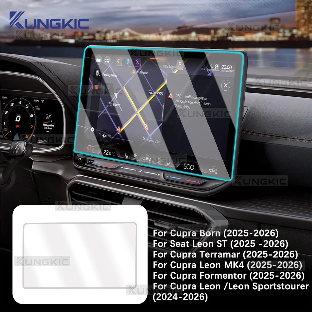 For Cupra Formentor/Cupra Leon MK4/Cupra Born/Seat Leon ST/Cupra Terramar 2025 2026 GPS Navigation Tempered Glass Screen Film