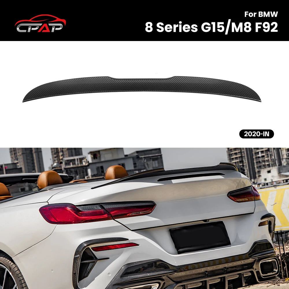 Real Dry Carbon Fiber Rear Trunk Spoiler Boot Wing Car Accessories Roof Tail Fin For BMW 8 Series G15 M8 F92 MP Style 2020-IN