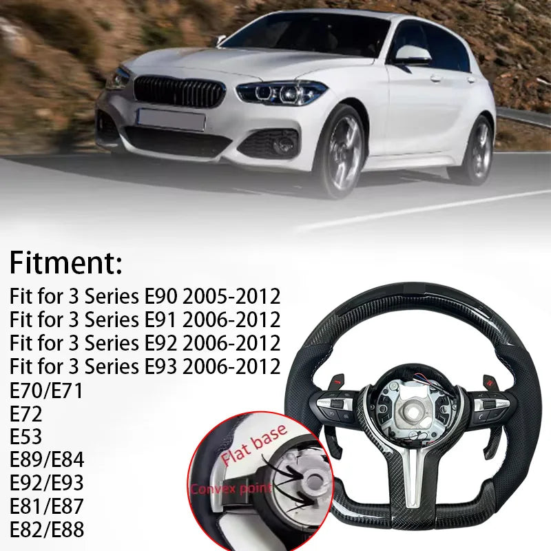 3-M logo Color Carbon Fiber LED Performance Steering Wheel For BMW