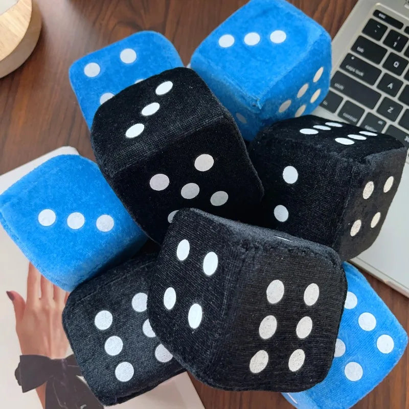 2/4pcs Soft Velvet Dice Hairy Dice Hanging Black and Blue Color Car Rearview Mirror Interior Decoration Accessories Cute Fashion