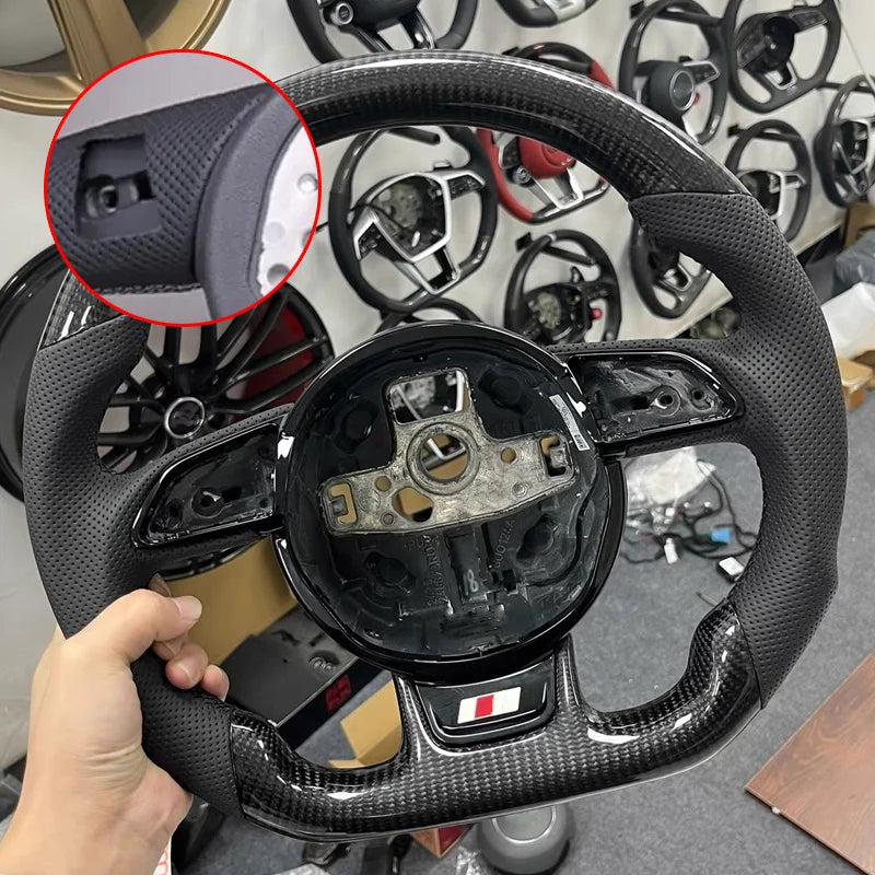 2-S LOGO Color Custom Flat-Bottom Steering Wheel For Audi – Perforated Grip