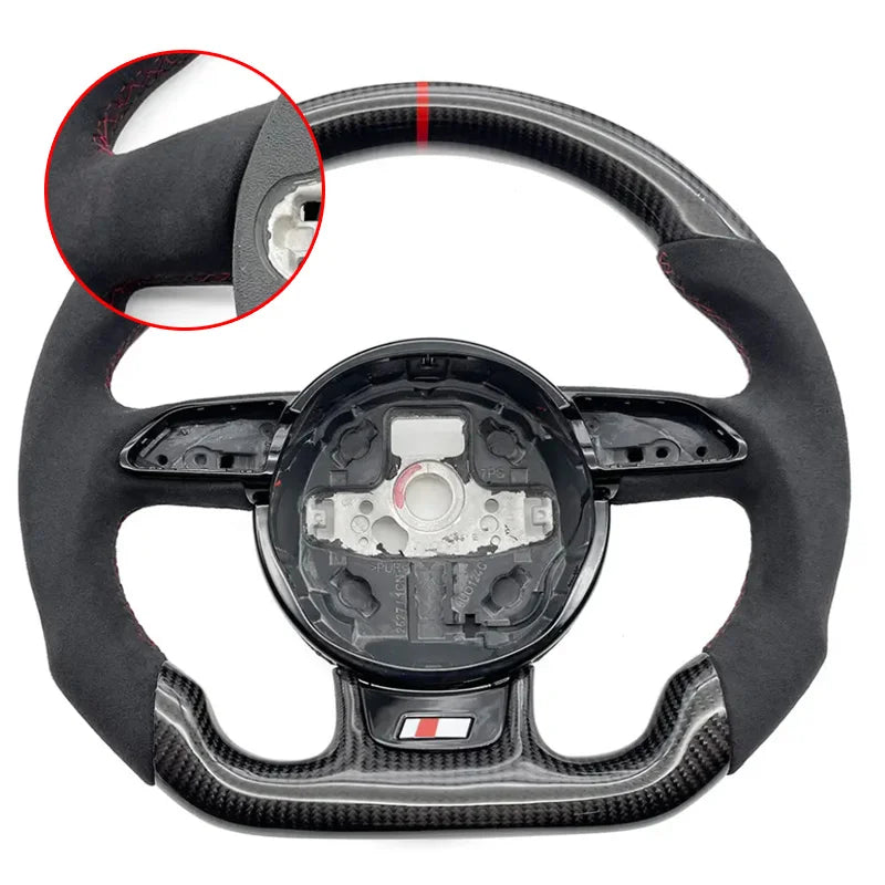 8-S LOGO Color Custom Flat-Bottom Steering Wheel For Audi – Perforated Grip