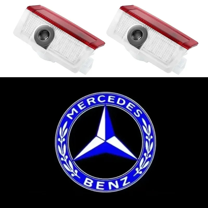 For Mercedes Benz A C E GLC GLA GLE GLB Class W177 W205 W212 W213 X253 X156 W166 X247 2pcs Car door welcome light logo Emblem