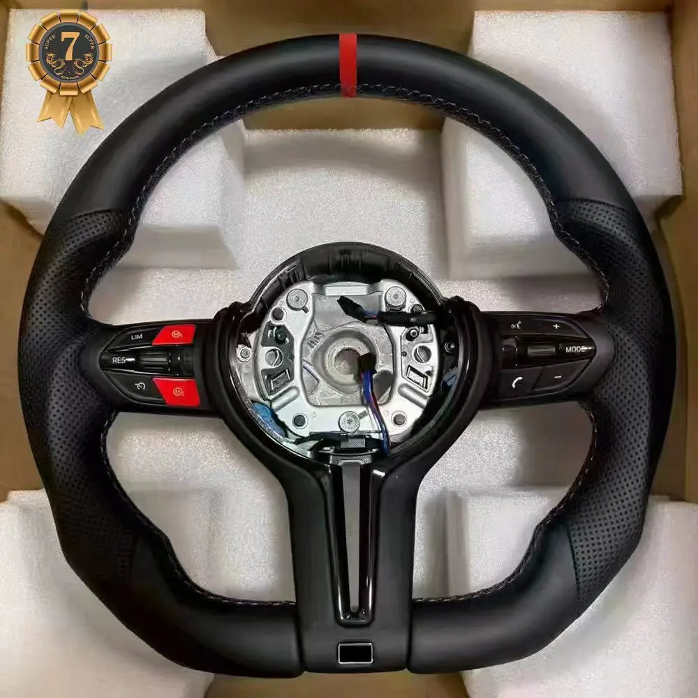 M3 Red Strip 02 Color Flat Bottom Sport Steering Wheel For BMW 3 4 5 Series