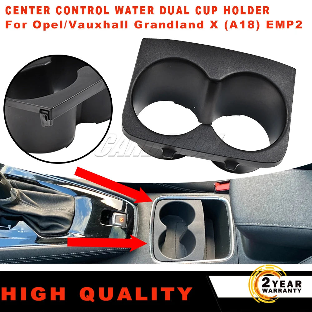 1 Pc New Center Control Water Dual Cup Holder Black 9839834177 For Opel/Vauxhall Grandland X A18 EMP2 2017-2023 car accessories