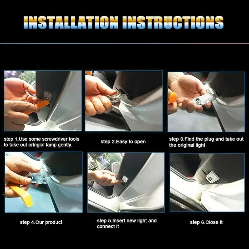 2/4Pcs HD Led Car Welcome Door Light For Volvo AWD C30 C70 S40 S60 S80 S90 T6 V40 V50 V60 V70 V90 XC40 XC60 XC70 XC90 auto