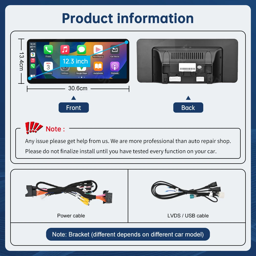 12.3 Multimedia Display For Benz A CLA GLA 2016-2018 NTG5.0 Touch Screen Wireless Carplay Navigation Android Auto