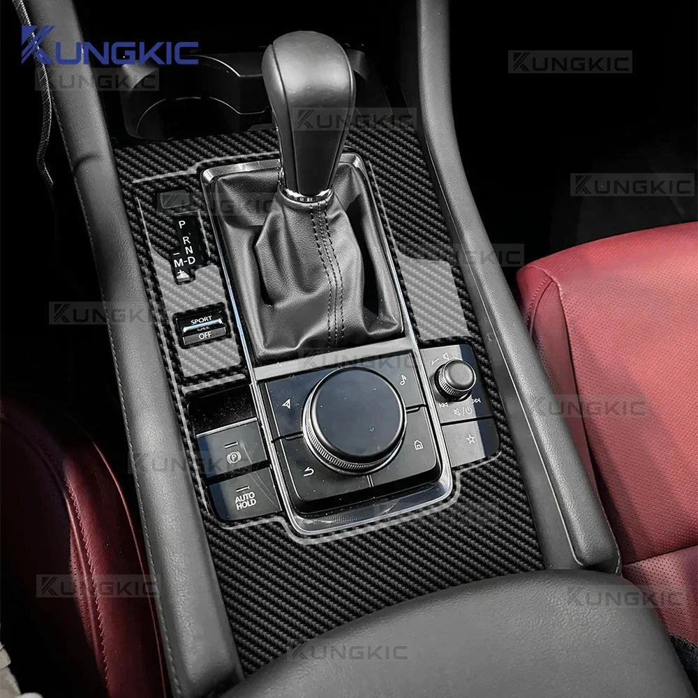 Real Soft Carbon Fiber For Mazda 3 BP 2019 2020 2021 2022 2023 2024 2025 Mazda3 Axela LHD RHD Automatic Gear Shift Panel Sticker