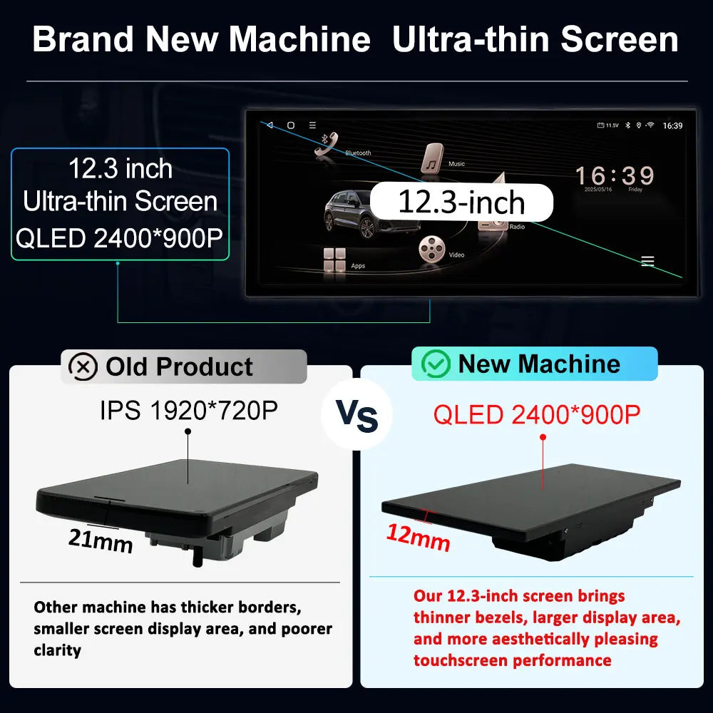 12.3 inch Android 16 for Audi A6 C7 A7 2012 - 2018 GPS Navi BT HD Screen Wireless Carplay Car Video Multimedia Radio Player WiFi